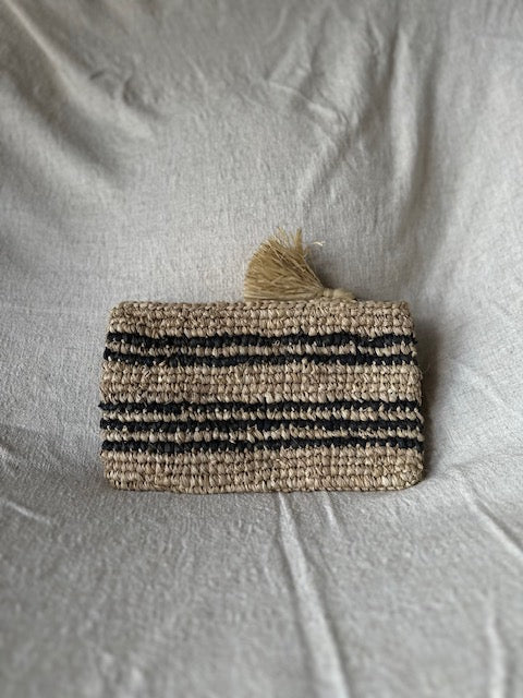 Clutch Raffia Striped Mini Bag Natural