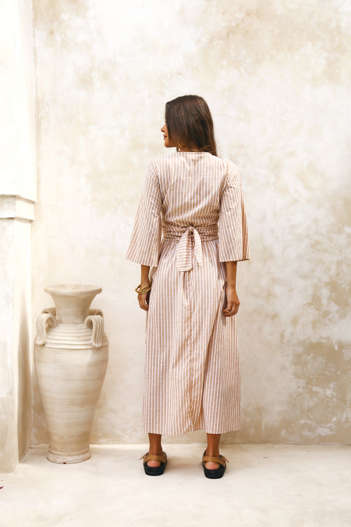 Uma Skirt -  Stripe Tan